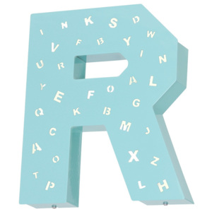 Tyrkysová světelná dekorace ve tvaru písmene Glimte Letter R
