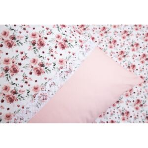 Bavlněné povlečení ROSE / UNI pink S KRAJKOU - 140x200 cm (1 ks), 70x90 cm s krajkou (1 ks)