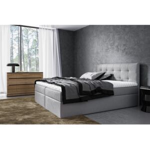 Moderní čalouněná postel Riki s úložným prostorem šedá 200 x 200 + topper zdarma