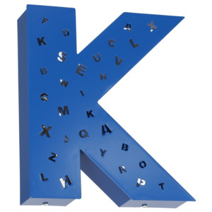 Modrá světelná dekorace ve tvaru písmene Glimte Letter K