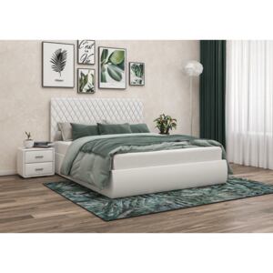 Čalouněná postel 140x200 bílá, s úložným prostorem STELLA