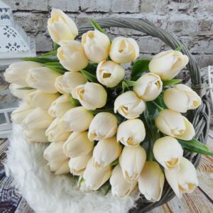 Umělý tulipán krémově bílý- 43 cm, č. 21