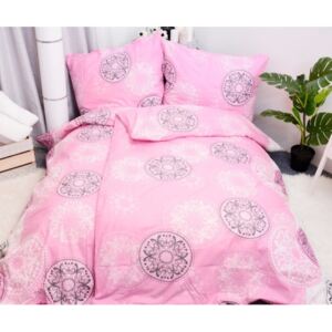 MANDALA pink bavlna 140x200 - Standardní postel 140x200cm - 1 x polštář 1 x přikrývka - Růžová