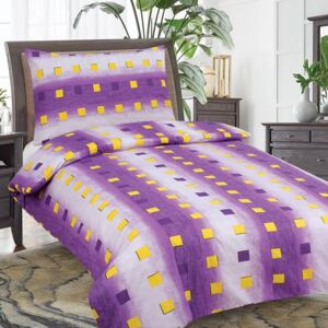 NELIA fialové 140x200cm bavlněné povlečení - Standardní postel 140x200cm - 1 x polštář 1 x přikrývka - Fialová