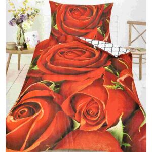 ROSALINDA bavlněné povlečení 140x200cm - Standardní postel 140x200cm - 1 x polštář 1 x přikrývka - Červená