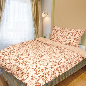 ORIA Brown-140x200cm bavlněné povlečení - Standardní postel 140x200cm - 1 x polštář 1 x přikrývka - Broskev