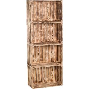 Dřevobox Dřevěné opálené bedýnky regál 156 x 60 x 24 cm