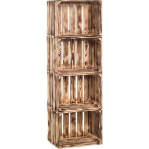 Dřevobox Dřevěné opálené bedýnky regál 120 x 40 x 24 cm