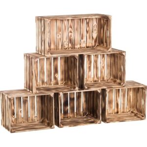Dřevobox Dřevěné opálené bedýnky knihovna 140x90x24 cm