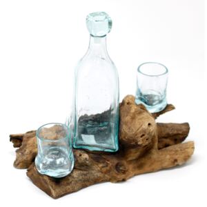 Tavené sklo na dřevě - Whisky set