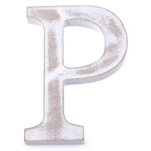 Dřevěná písmena abecedy vintage - 16 "P" bílá přírodní Stoklasa