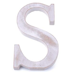 Dřevěná písmena abecedy vintage - 18 "S" bílá přírodní Stoklasa