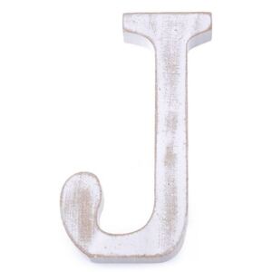 Dřevěná písmena abecedy vintage - 10 "J" bílá přírodní Stoklasa