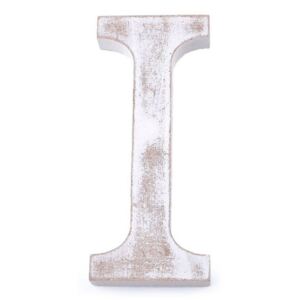 Dřevěná písmena abecedy vintage - 9 "I" bílá přírodní Stoklasa
