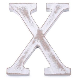 Dřevěná písmena abecedy vintage - 23 "X" bílá přírodní Stoklasa