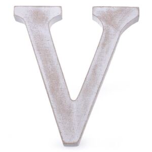 Dřevěná písmena abecedy vintage - 21 "V" bílá přírodní Stoklasa