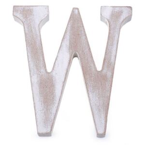 Dřevěná písmena abecedy vintage - 22 "W" bílá přírodní Stoklasa