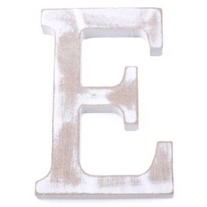 Dřevěná písmena abecedy vintage - 5 "E" bílá přírodní Stoklasa