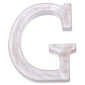 Dřevěná písmena abecedy vintage - 7 "G" bílá přírodní Stoklasa