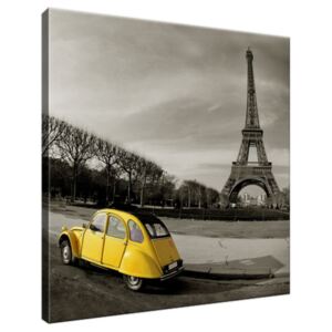 Obraz na plátně Žlutý citroën pod Eiffelovou věží v Paříži 30x30cm 2206A_1AI
