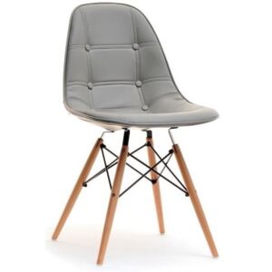 Čalouněná židle MOBI Šedá - dřevěná podnož