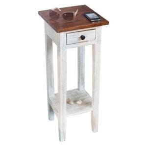 Odkládací telefonní stolek Felicita bílý, recyklované dřevo