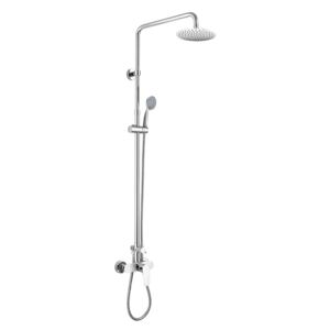 MEREO - Sprchový set: baterie se sprch. soupravou, hadicí, ruční a talířovou kulatou sprchou (CBE60104SC)