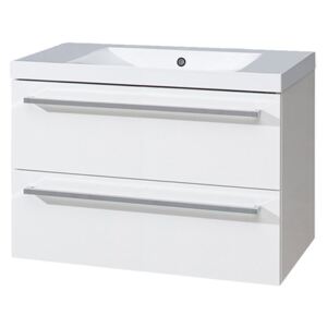 MEREO - Koupelnová skříňka s umyvadlem z litého mramoru 80 cm, bílá/bílá (CN661M)