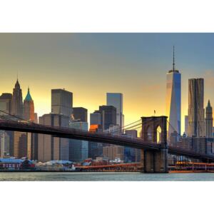 WG148 Papírová celostěnová obrazová fototapeta Brooklyn Bridge at Sunset New York, velikost 368x254 cm