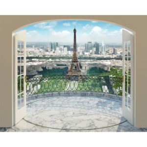 3D 743589 Fototapeta dětská obrazová Walltastic Paříz - pohkled z okna na Eiffelovu vež, velikost 305 x 244 cm