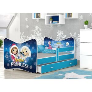 Pohádková dětská postel TOMI se zásuvkou, 140x70, modrá/VZOR 63