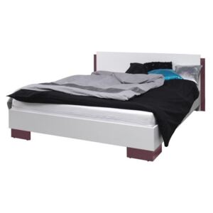 Manželská postel Toni 160 TN2, Barva: bílá / bílý lesk + fialový lesk
