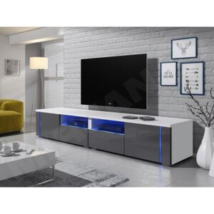 TV stolek Cleo XII Double L+P, Barva: bílý / šedý lesk