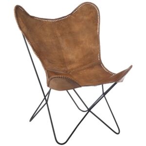Hnědé kožené křeslo Lounge Chair