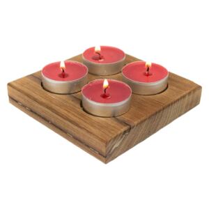 Svícen Teak Dřevo voní na 4 čajové svíčky