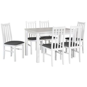 Rozkládací stůl se 6 židlemi AL14, Barva dřeva: bílá, Potah: Inari 22