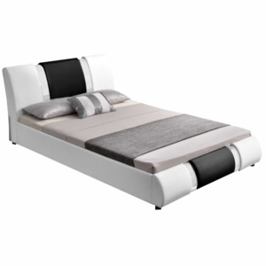 Moderní postel, bílá / černá, 160x200, LUXOR