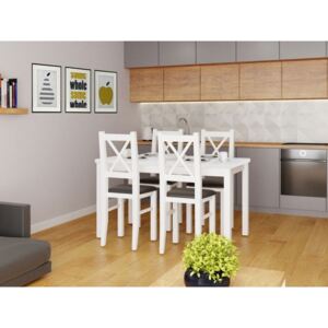 Skládací stůl se 4 židlemi - AL55, Barva dřeva: bílá, Potah: Inari 22