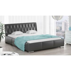 Čalouněná postel Merini, Rozměr postele: 160x200, Barva:: ekokůže Soft 011 (černá)