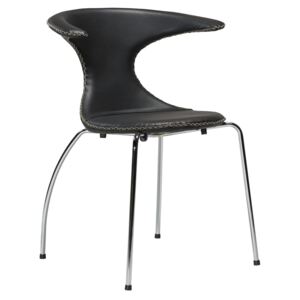 DAN-FORM Černá kožená jídelní židle DanForm Flair s chromovanou podnoží