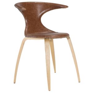 DAN-FORM Hnědá kožená židle s dubovou podnoží DanForm Flair