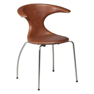 DAN-FORM Hnědá kožená židle s matnou podnoží DanForm Flair