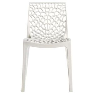 SitBe Bílá plastová jídelní židle Coral-C
