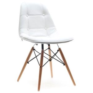 Čalouněná židle MOBI Bílá - dřevěná podnož
