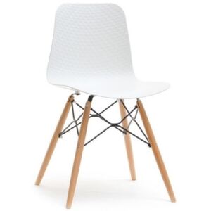 Designová židle AMALO Bílá - dřevěná podnož
