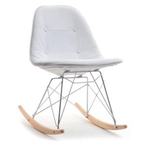Čalouněná houpací židle MOBI Bílá