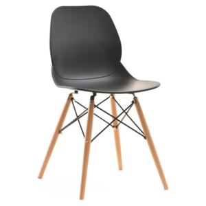 Moderní jídelní židle SWEN černá - dřevěná podnož