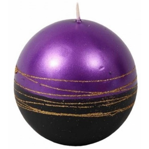 Vánoční svíčka Lumina Gold koule, fialová