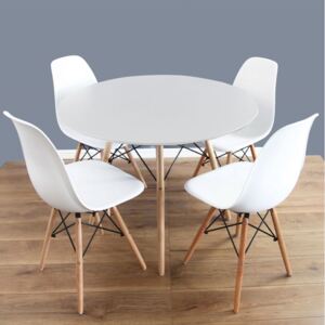 Jídelní sestava FIORINO, bílý stůl + 4x bílá židle