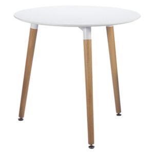 Kulatý jídelní stůl s dřevěnými nohami 80cm Elementary Leitmotiv (Barva - bílá, hnědá)